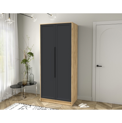 Шкаф распашной Тренд КТ-Ш2 (Дуб золотой ЛДСП/ Пепел ЛМДФ) Ш918 В2128 Г547 Шкаф распашной Тренд КТ-Ш2 (Дуб золотой ЛДСП/ Пепел ЛМДФ) Ш918 В2128 Г547